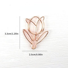 3pcs Rose Golden Tulip Paper Clip Bookmark Holder Stationery