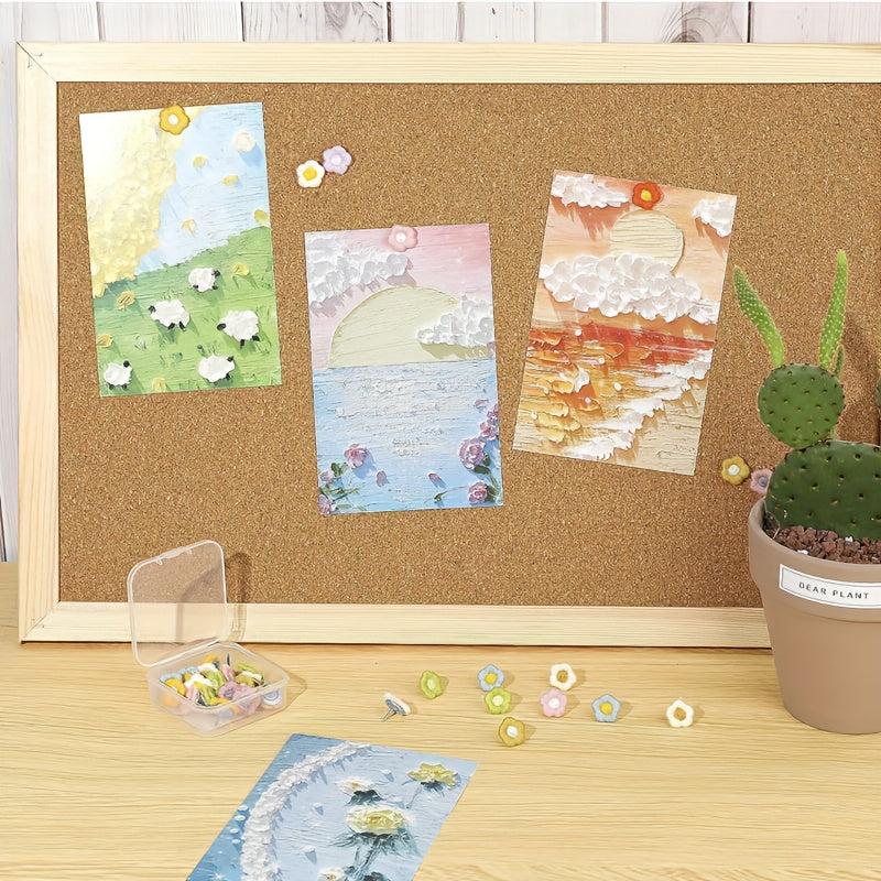 50pcs Flower Push Pins Decorative Bulletin Board Nail Colorful Map Co