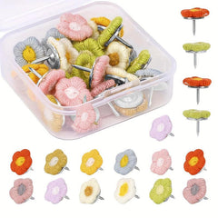 50pcs Flower Push Pins Decorative Bulletin Board Nail Colorful Map Co