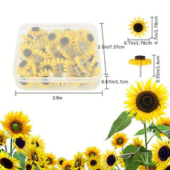 Sunflower Push Pins Flower Tacks Decorative Sunflower Thumb Tacks 30pcs