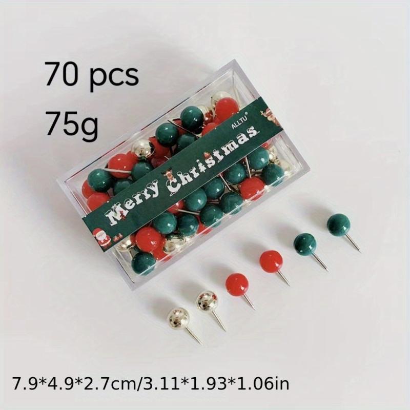 Christmas Style Pushpins Paper Clips Assorted Colors 100-Count