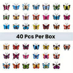 40pcs Butterfly Push Pins Decorative Big Head Pins For Wall Hanging