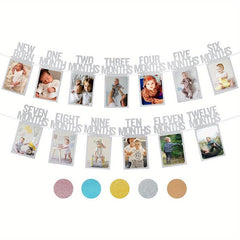 1st Birthday Photo Banner with Frame - Shower Party Decor