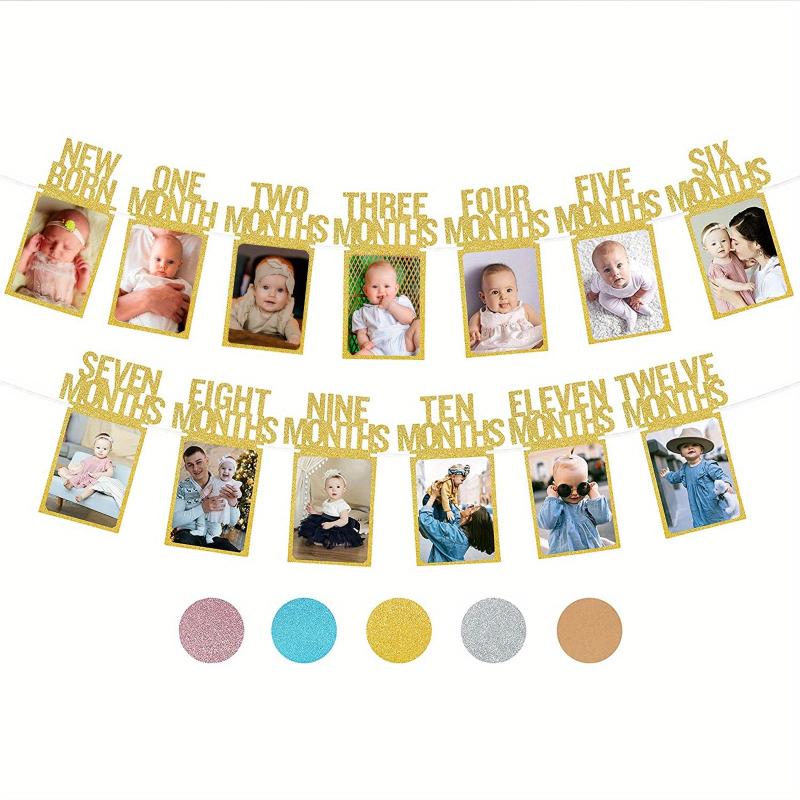 1st Birthday Photo Banner with Frame - Shower Party Decor