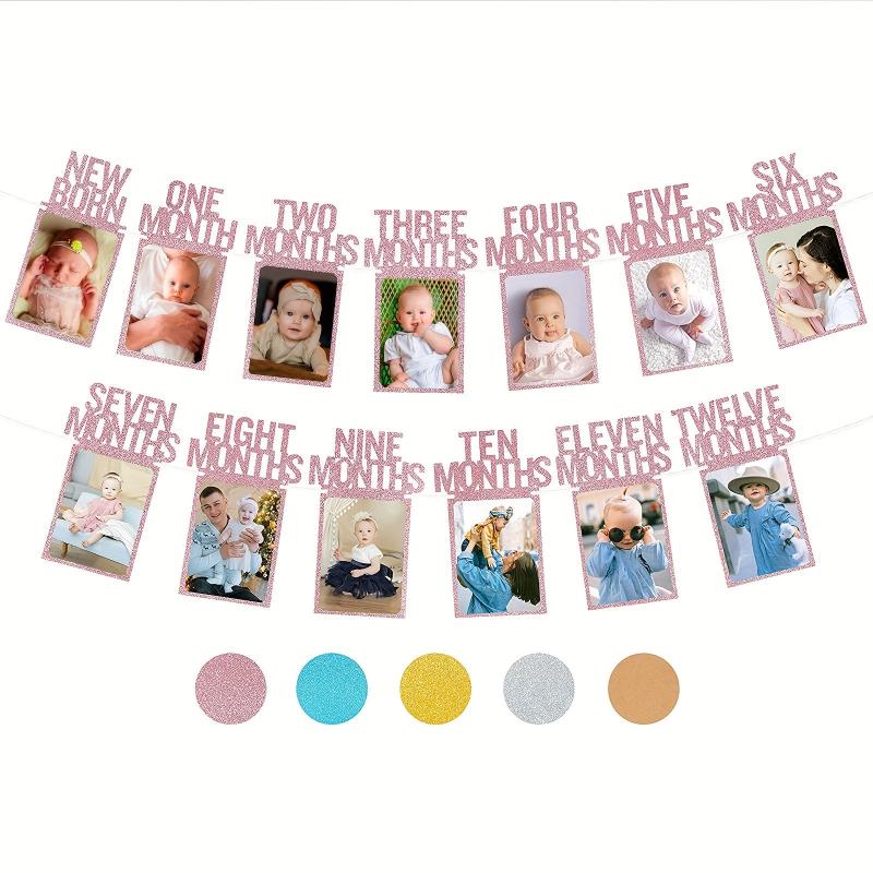 1st Birthday Photo Banner with Frame - Shower Party Decor