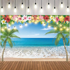 Hawaiian Beach Backdrop 5x3ft Tropical Palm Flower Ocean Photo Booth Props