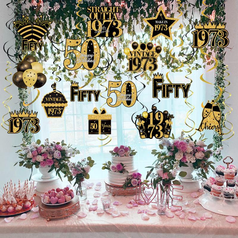 40pcs Golden 1st Birthday Party Supplies Spiral Ornament Charm Decoration