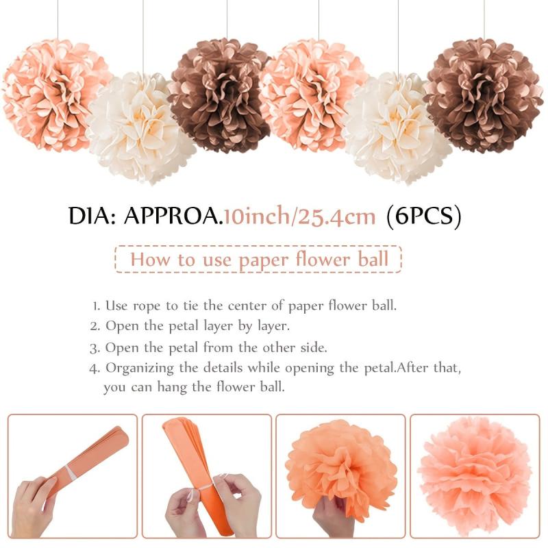 Rose Golden Balloon Garland Kit with Pom Poms for Women's 30th, 40th, 50th Birth