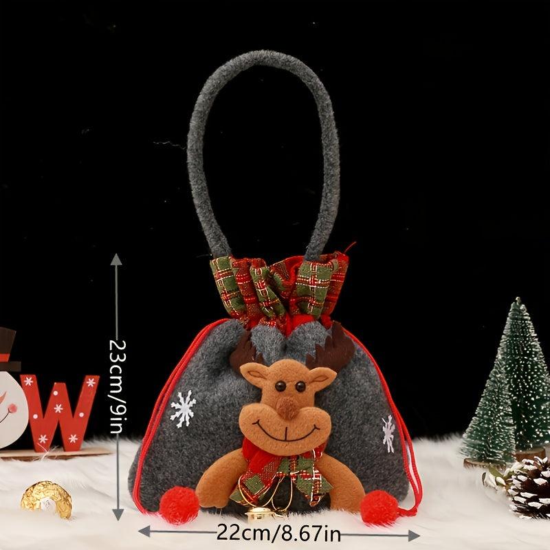 Christmas Cartoon Tote Bag, Festive Shoulder Bag for Gifts