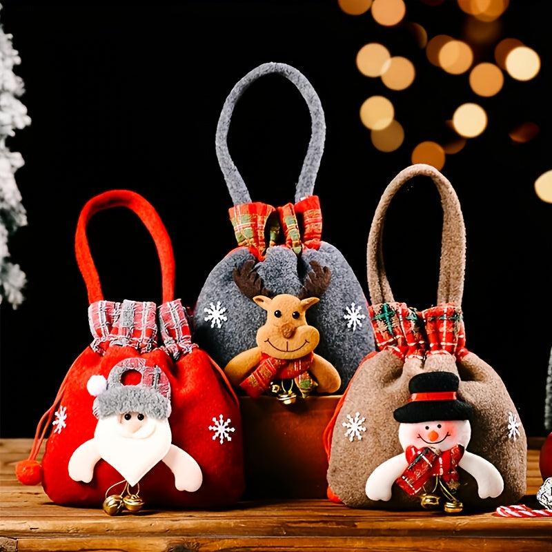 Christmas Cartoon Tote Bag, Festive Shoulder Bag for Gifts