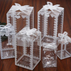 5pcs Transparent Lace Pvc Packaging Box Pet Food & Pastry Box