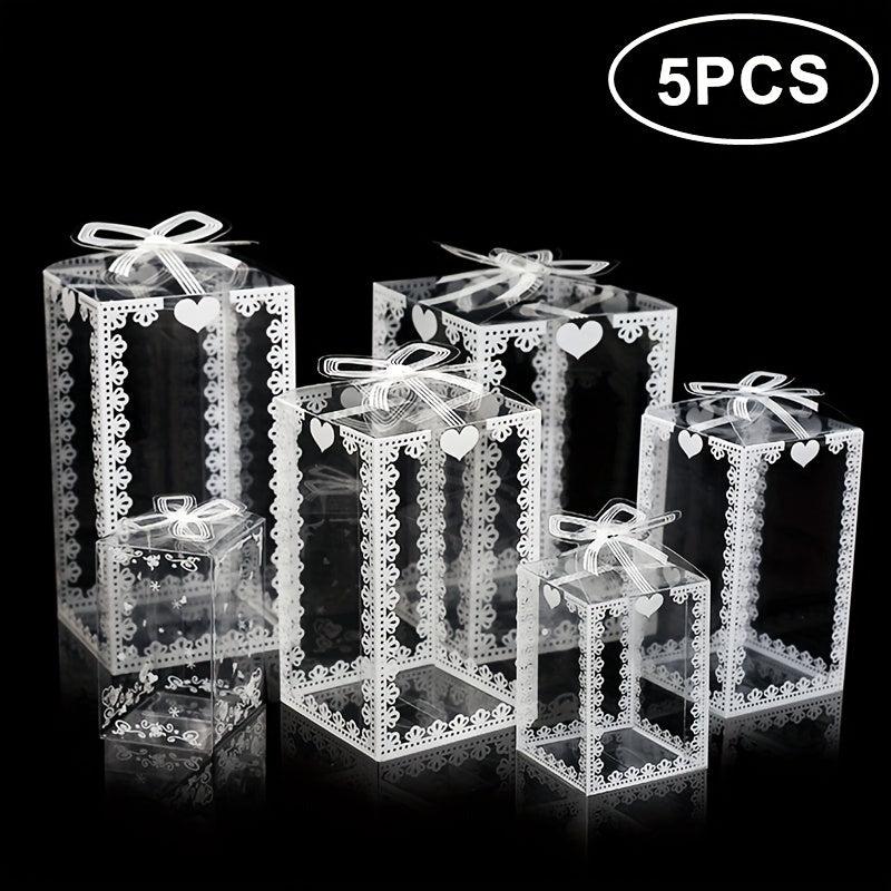 5pcs Transparent Lace Pvc Packaging Box Pet Food & Pastry Box