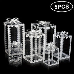 5pcs Transparent Lace Pvc Packaging Box Pet Food & Pastry Box