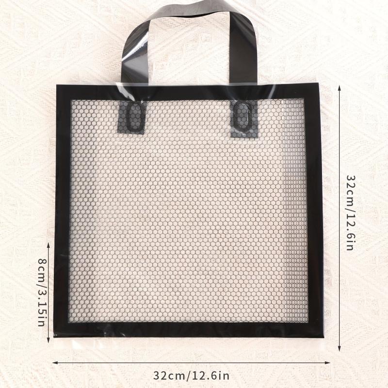 5pcs Grid Tote Bag Durable Plastic Gift Bag Shopping Parties Holidays