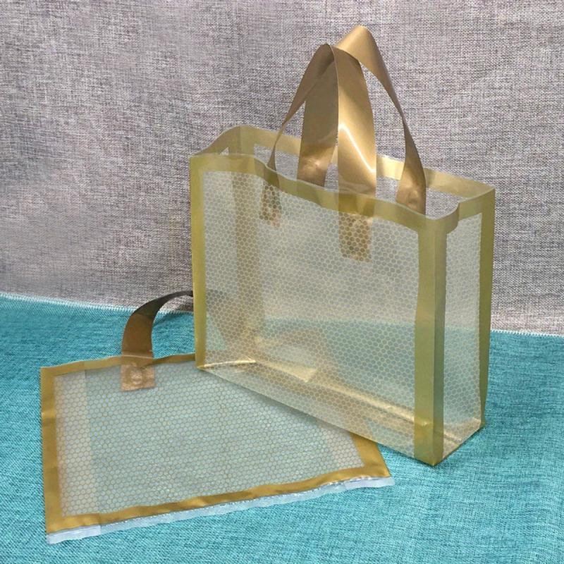 5pcs Grid Tote Bag Durable Plastic Gift Bag Shopping Parties Holidays