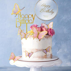 10pcs Painted Butterfly Cake Toppers Birthday Decoration Supplies