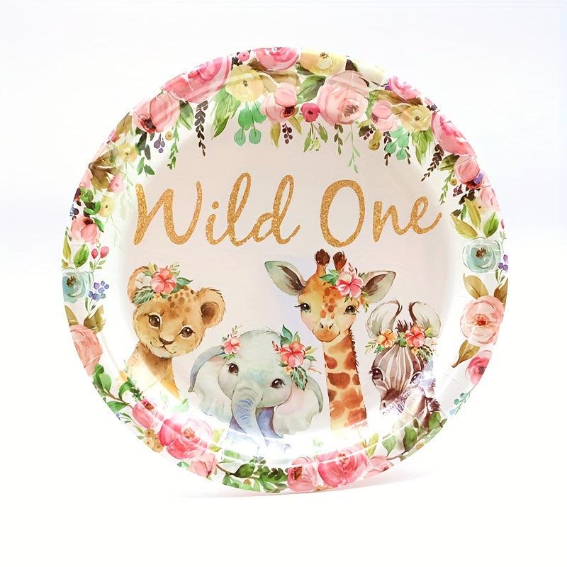 Floral Wild One Animal Party Supplies Serves 24 Guest
