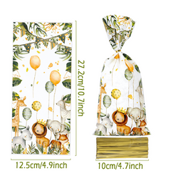 50pcs Jungle Animal Cookie Candy Bags Wild One Party Supplies