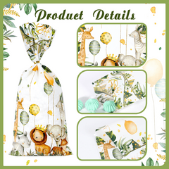 50pcs Jungle Animal Cookie Candy Bags Wild One Party Supplies
