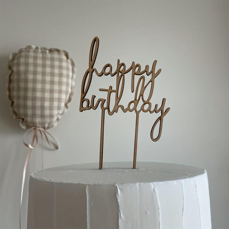 Wooden Lace Birthday Cake Insert Card for Party Decor
