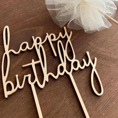 Wooden Lace Birthday Cake Insert Card for Party Decor