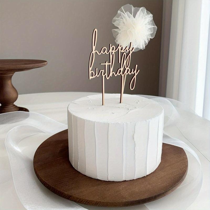 Wooden Lace Birthday Cake Insert Card for Party Decor