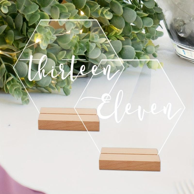10Pcs Acrylic HexagonalTable Number Signs DIY Blank Wedding Party Signs