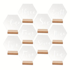 10Pcs Acrylic HexagonalTable Number Signs DIY Blank Wedding Party Signs