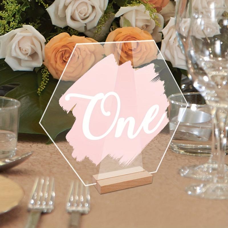 10Pcs Acrylic HexagonalTable Number Signs DIY Blank Wedding Party Signs