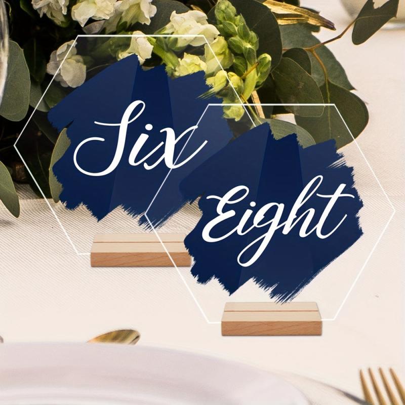 10Pcs Acrylic HexagonalTable Number Signs DIY Blank Wedding Party Signs