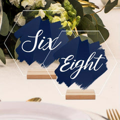 10Pcs Acrylic HexagonalTable Number Signs DIY Blank Wedding Party Signs
