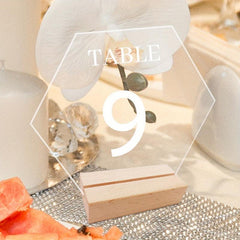 10Pcs Acrylic HexagonalTable Number Signs DIY Blank Wedding Party Signs
