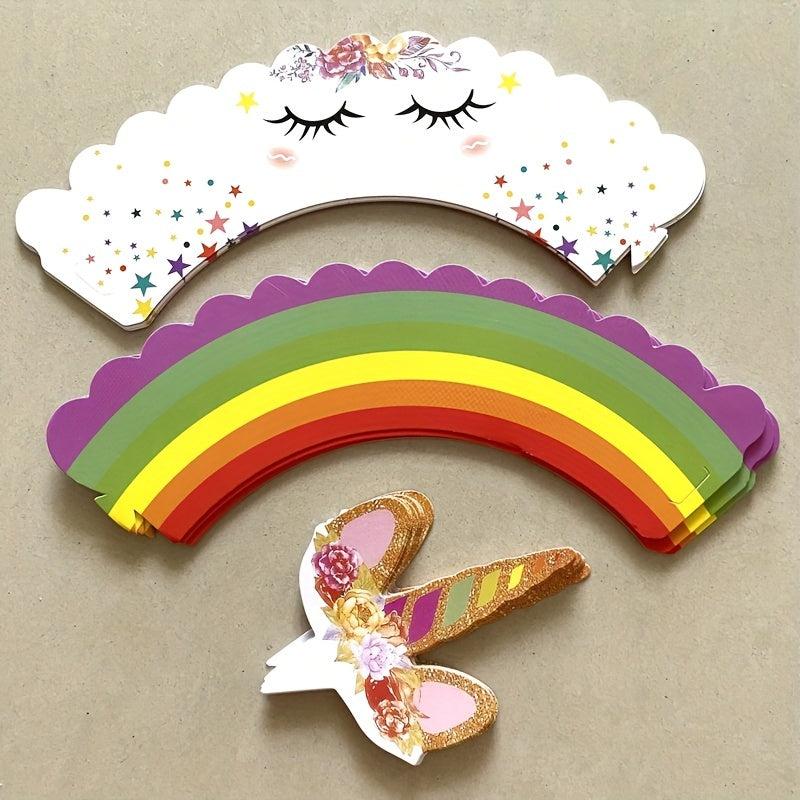 24pcs Unicorn Party Cupcake Wrappers Cake Toppers Baby Shower Cupcake Decor