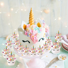 24pcs Unicorn Party Cupcake Wrappers Cake Toppers Baby Shower Cupcake Decor