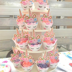 24pcs Unicorn Party Cupcake Wrappers Cake Toppers Baby Shower Cupcake Decor