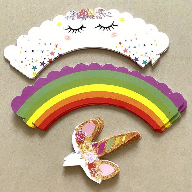 24pcs Unicorn Party Cupcake Wrappers Cake Toppers Baby Shower Cupcake Decor