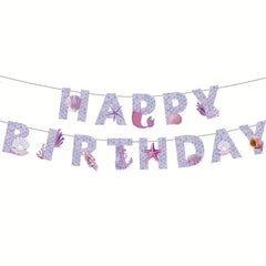 Mermaid Happy Birthday Banner Fish Scale Wall Decoration