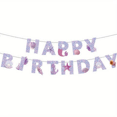 Mermaid Happy Birthday Banner Fish Scale Wall Decoration