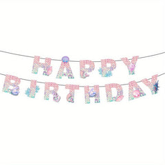 Mermaid Happy Birthday Banner Fish Scale Wall Decoration