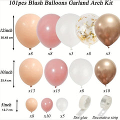 101pcs Retro Pink Macaron Orange Golden Balloons Girls Shower Party