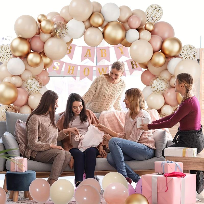 101pcs Retro Pink Macaron Orange Golden Balloons Girls Shower Party