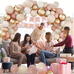 101pcs Retro Pink Macaron Orange Golden Balloons Girls Shower Party