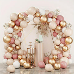 101pcs Retro Pink Macaron Orange Golden Balloons Girls Shower Party