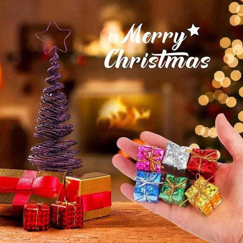 12pcs Mini Laser Reflective Christmas Gift Boxes With Decorations