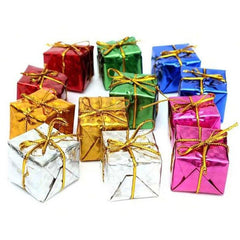 12pcs Mini Laser Reflective Christmas Gift Boxes With Decorations