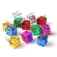 12pcs Mini Laser Reflective Christmas Gift Boxes With Decorations