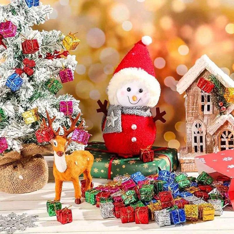 12pcs Mini Laser Reflective Christmas Gift Boxes With Decorations