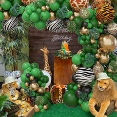 168pcs Jungle Balloon Wreath Set Green Balloon Arch Tropical Wild Theme