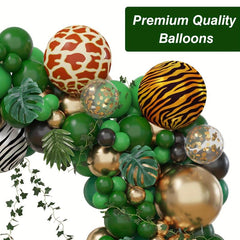 168pcs Jungle Balloon Wreath Set Green Balloon Arch Tropical Wild Theme