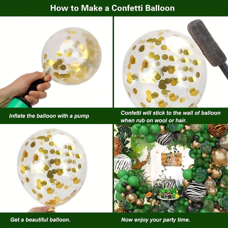 168pcs Jungle Balloon Wreath Set Green Balloon Arch Tropical Wild Theme